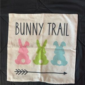 Bunny Trail Easter Bunny Pillow Cover - Pink, Green, Aqua